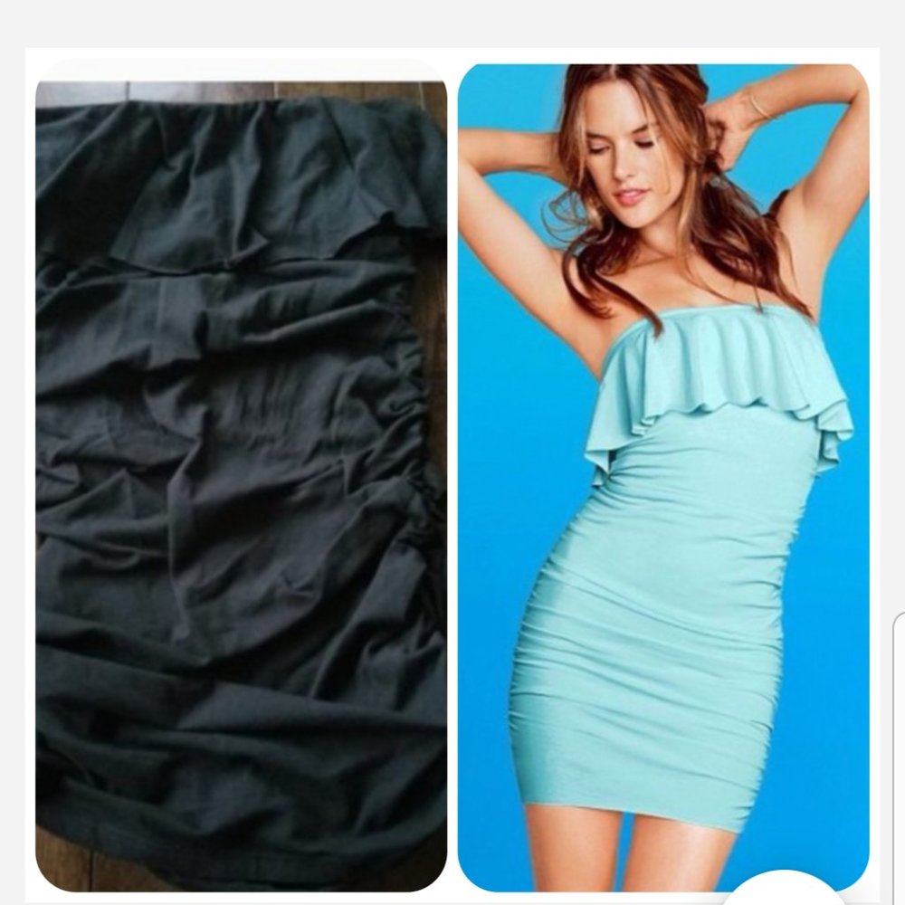 Victoria's Secret Black NWOT Bra Top Ruched Tube Top Ruffled Dress